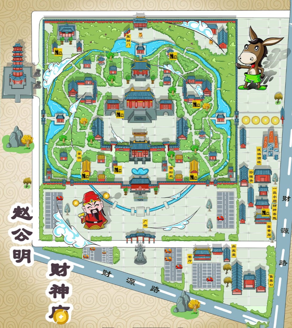 鱼峰寺庙类手绘地图